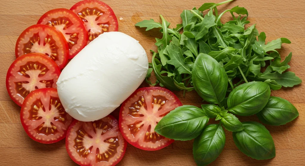 Assembling BJ’s Tomato Mozzarella Salad